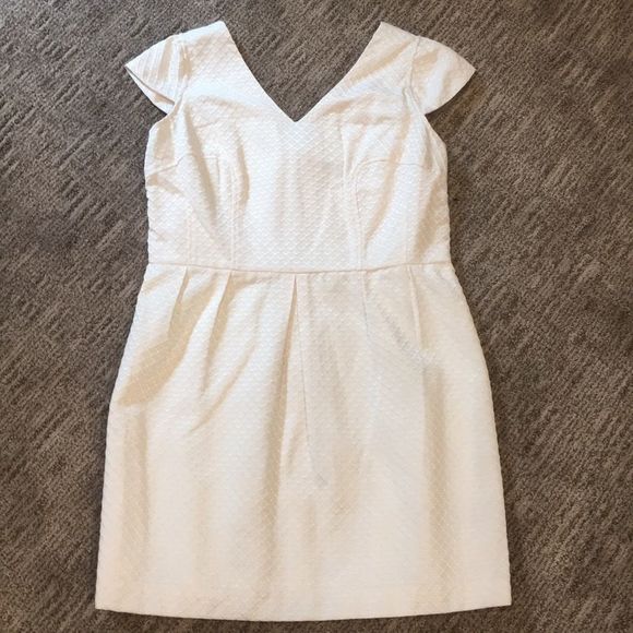 Worthington Cream Patterned Tulip Dress Sz 16 - Picture 2 of 10